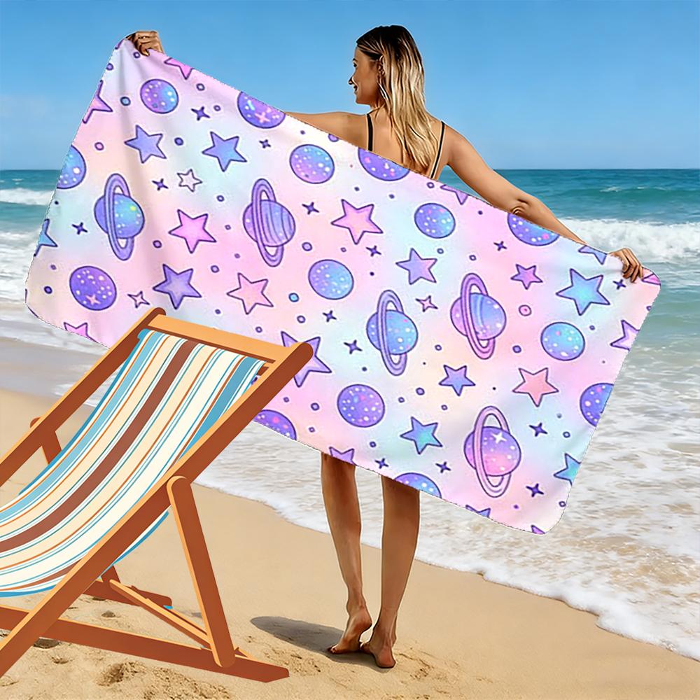 Galaxy Stars and Planets Design Beach Towel Beach Towel Quick-drying for Travel Outdoor Sports Jogging Beach and Swimming