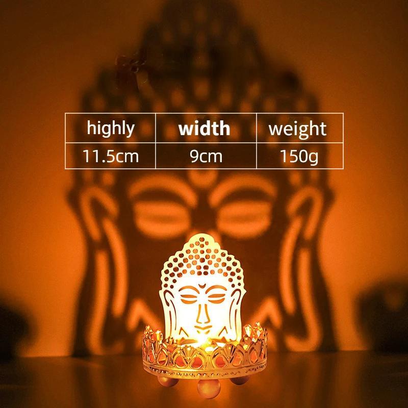 1 Pcs Hollow Out Flower Candle Stand Lotus Buddha Lamp Base Ornaments Metal Light and Shadow Art