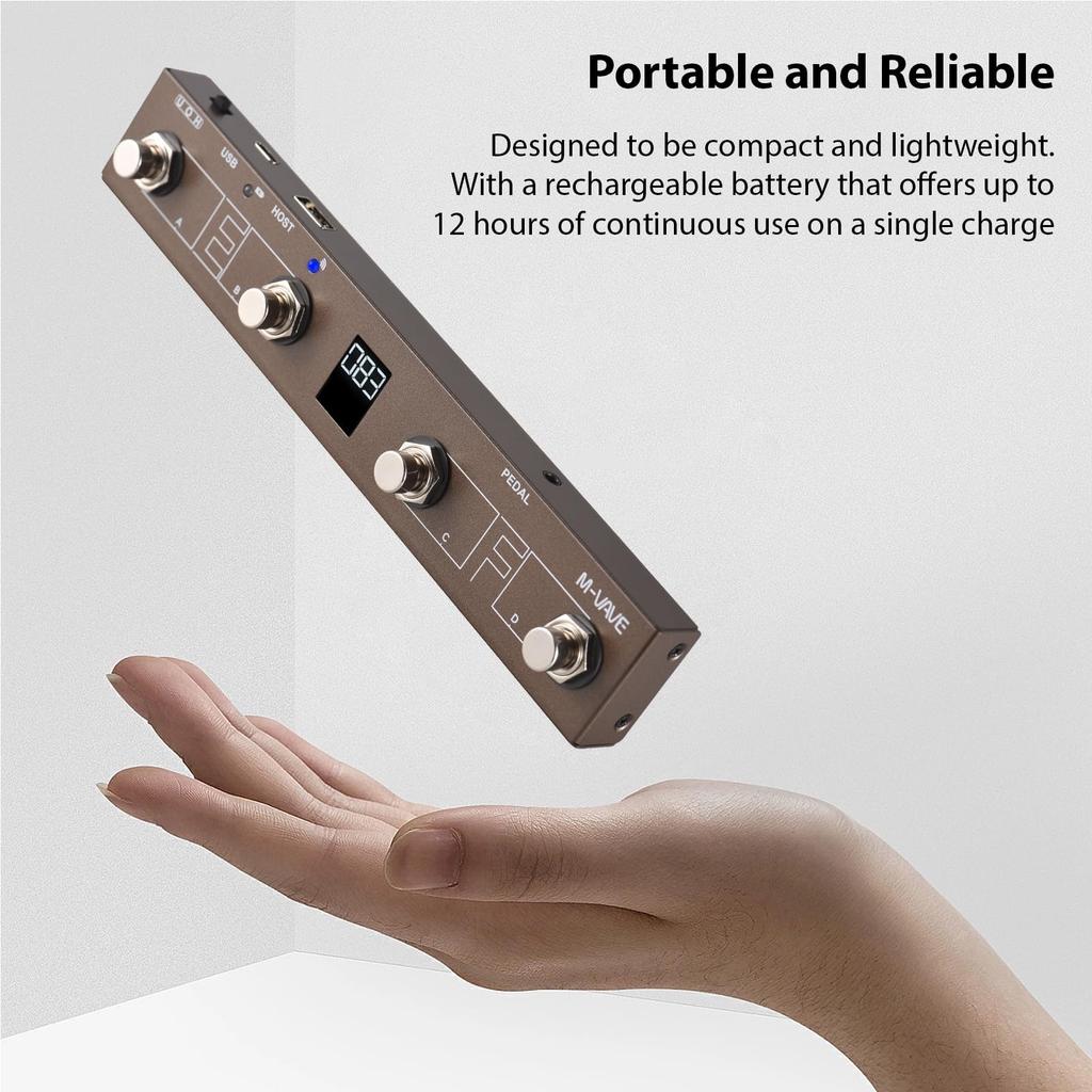 Btuty MIDI Controller B/T MIDI Pedal Controller Intelligent App Control Digital Display Screen Rechargeable 12-Hour Ultra-Long Battery TRS to MIDI Ada