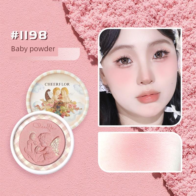 Cheerflor Angel Embossed Blush Low Saturation Expanding Color Milk Powder 1198 Nude Makeup Korean Style for Women