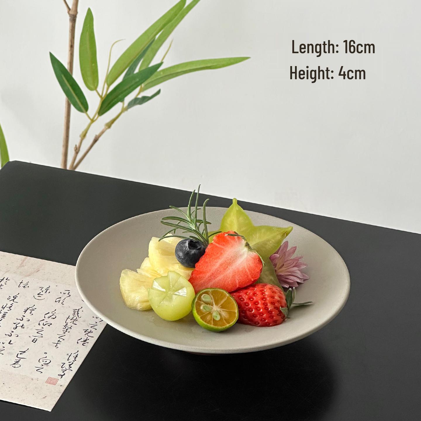 Exquisite High-Footed Retro Dessert and Snack Plate - Beautiful Pastry and Fruit Coarse Pottery Plate