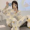 2024 Women's Cute Cartoon Pajamas Set: Spring Autumn Thermal Underwear, Plus Size Home Wear, Also Suitable for Outdoor Use
