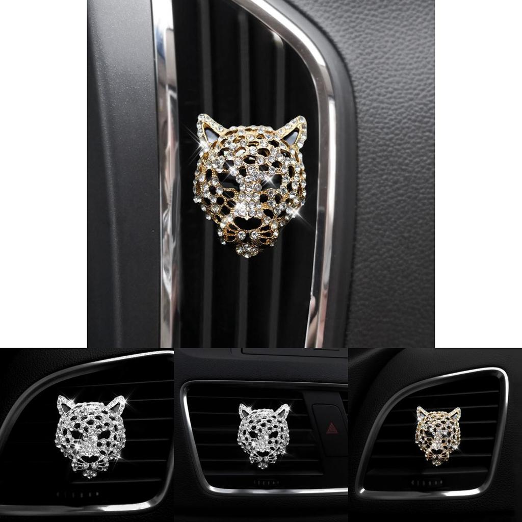 New Leopard Car Air Vent Perfume Aromatherapy Clip With Diamond Leopard Head Personalized Car Interior Decoration