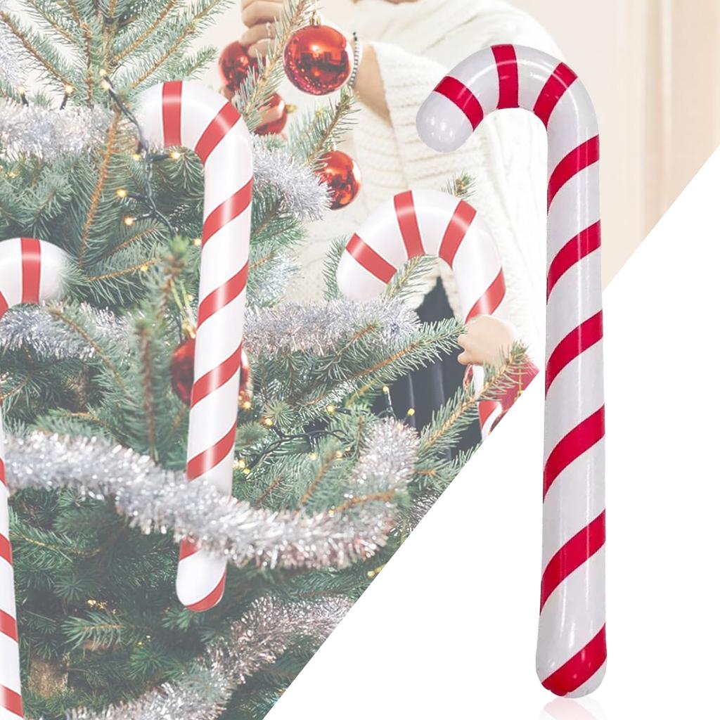 12PCS Inflatable Candy Cane Balloons Large Red White Striped Christmas Decorations for Party Home Tree Decoration