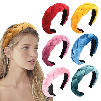 Grote Haarbanden Velvet Geweven Twists Pruik Gevlochten Hoofdband Drie-Strengs Gevlochten Breedrandige Haarband Haaraccessoires Vrouwen