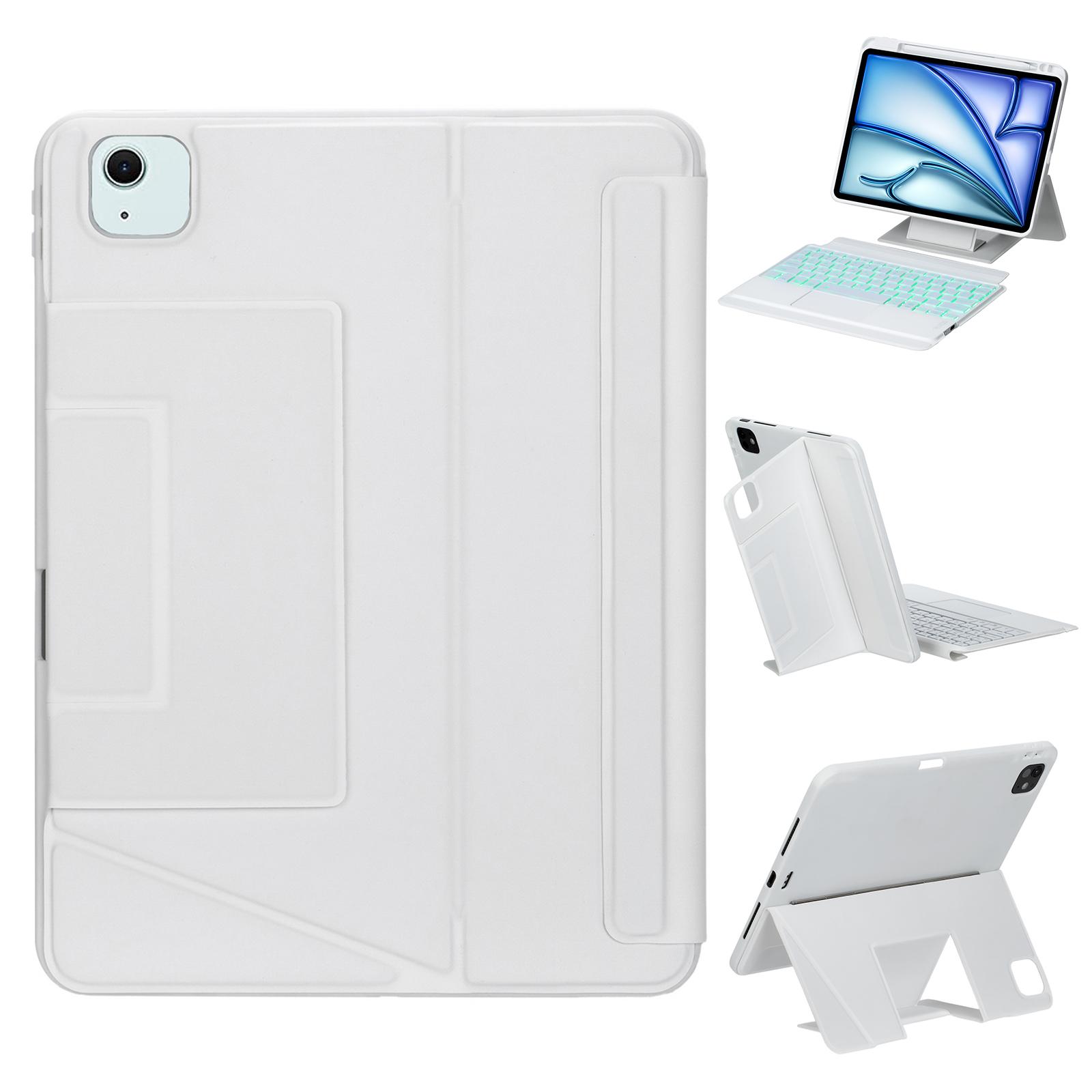 

HY-11B Leather Case For iPad Air 11 (2025) (2024)/Air (2022)/(2020)/Pro 11 (2022)/(2021)/(2020)/(2018) Keyboard with Floating Stand White