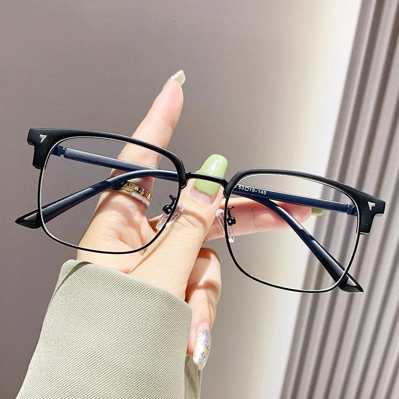 Vintage Half Spectacle Frame Frame Transparent Eyeglasses Luxury Design Minus Diopter Myopia Eyewear Classic Trendy Blue Light Blocking Glasses