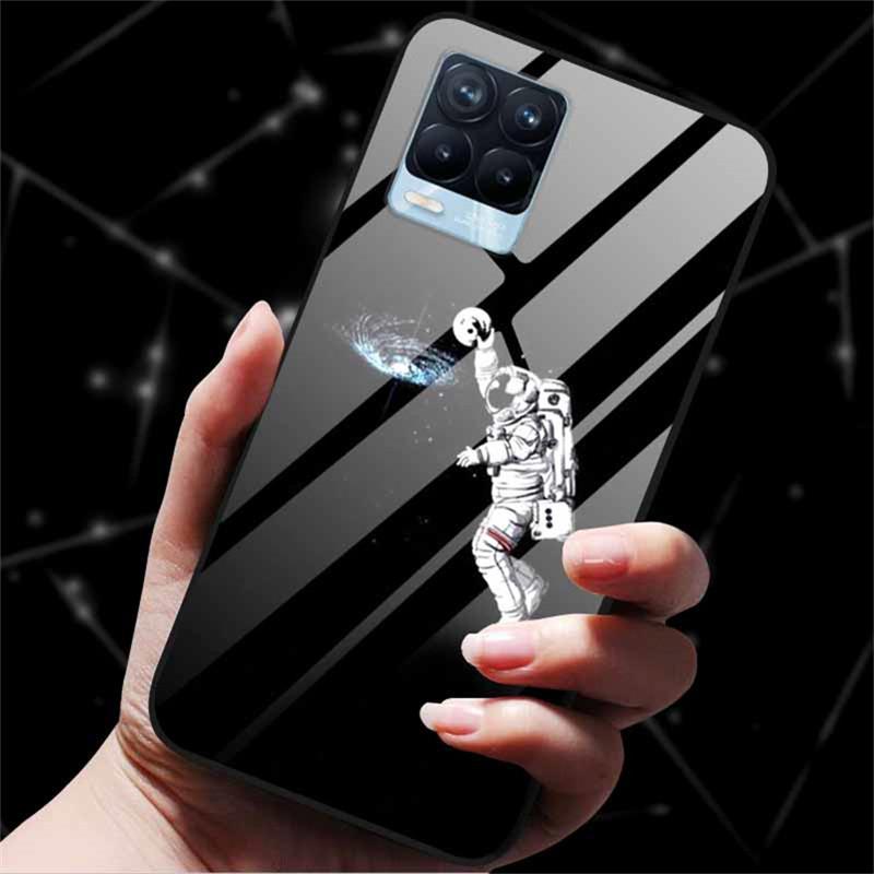 For Realme 8 Case Tempered Glass Hard Back Cover Case For Realme 8 5G 8i Realme 8 Pro Phone Case Cover Realme8 Pro Soft Bumper