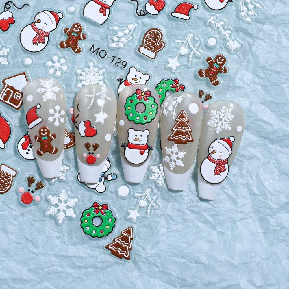 Cute Christmas Nail Art Stickers Winter Nails Polish Sticker 3D Manicure Decals  Manicurist