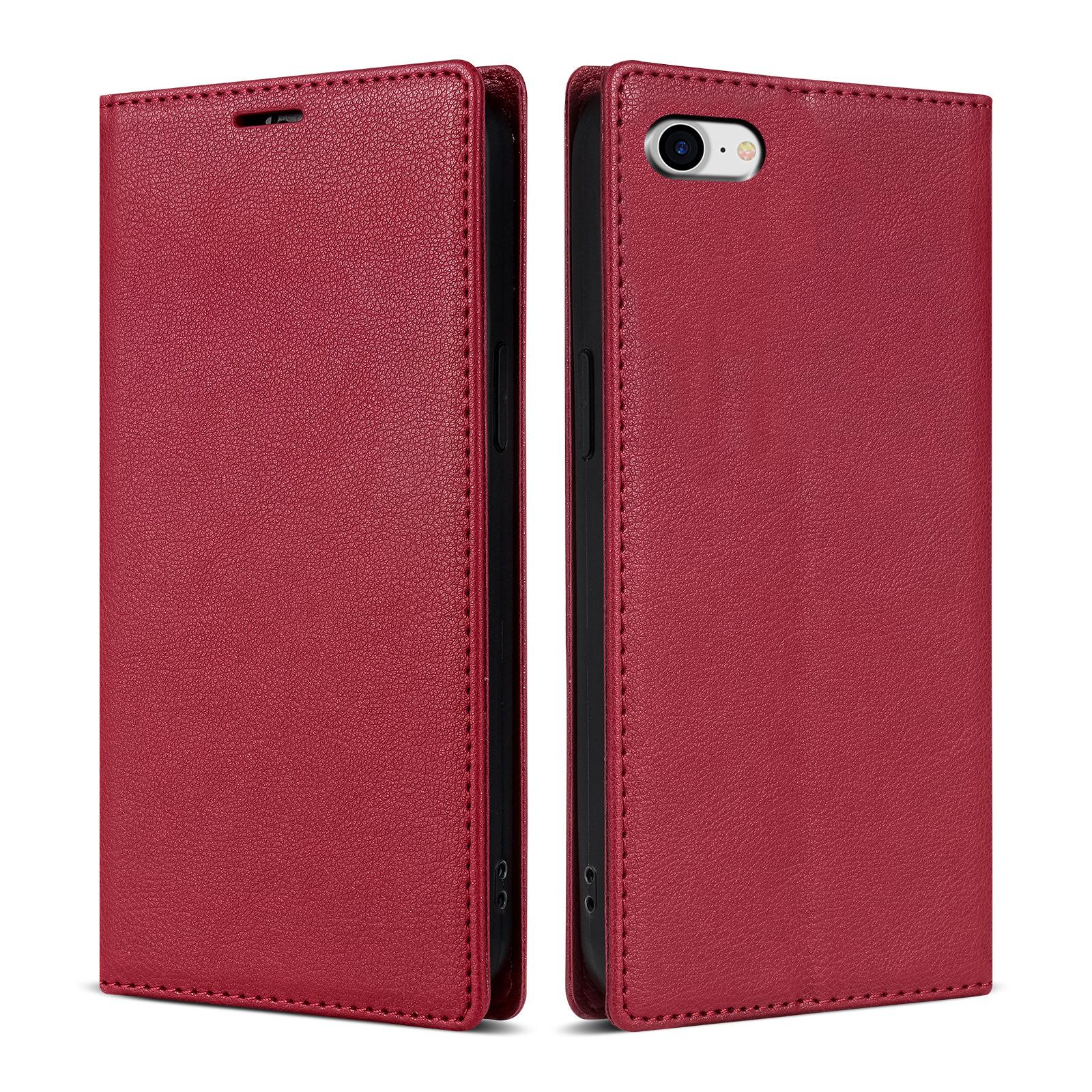 

BKS-001 Для iPhone 7 4.7 дюйма/8 4.7 дюйма/SE (2022)/SE (2020) Магнітний чохол для телефону Шкіряна підставка Обкладинка-гаманець Red