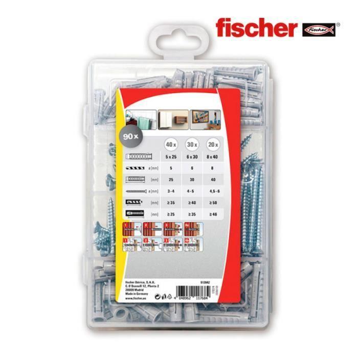 Boitier 90 bouchons + vis sx 5/6/8 + vis 512642 fischer.