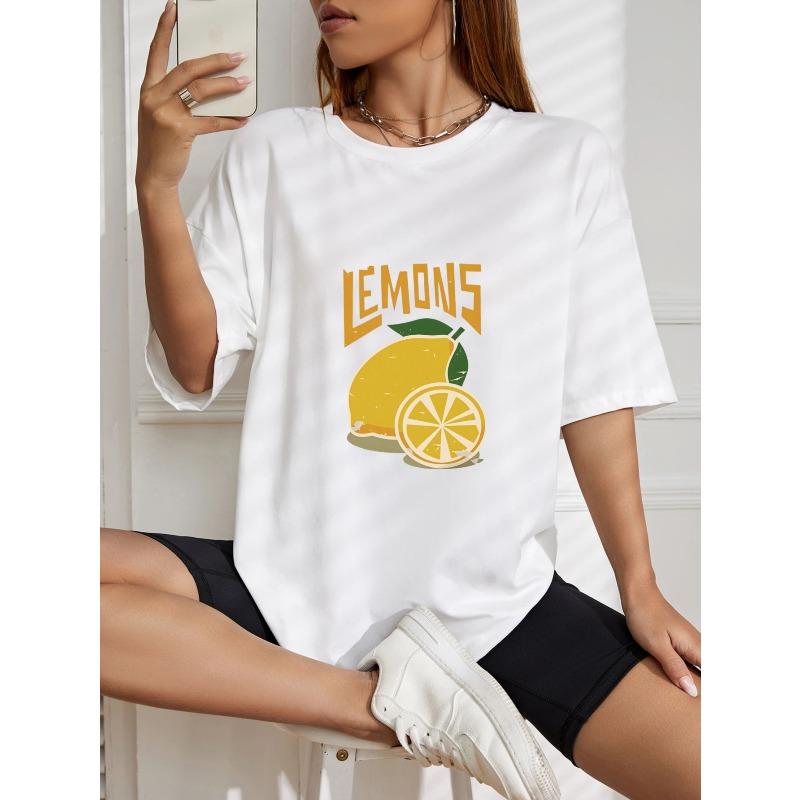 Vintage Oversized T-Shirt with Yellow Lemon Print – "LEMONS" Fresh Vibrant Fruit-Themed Top