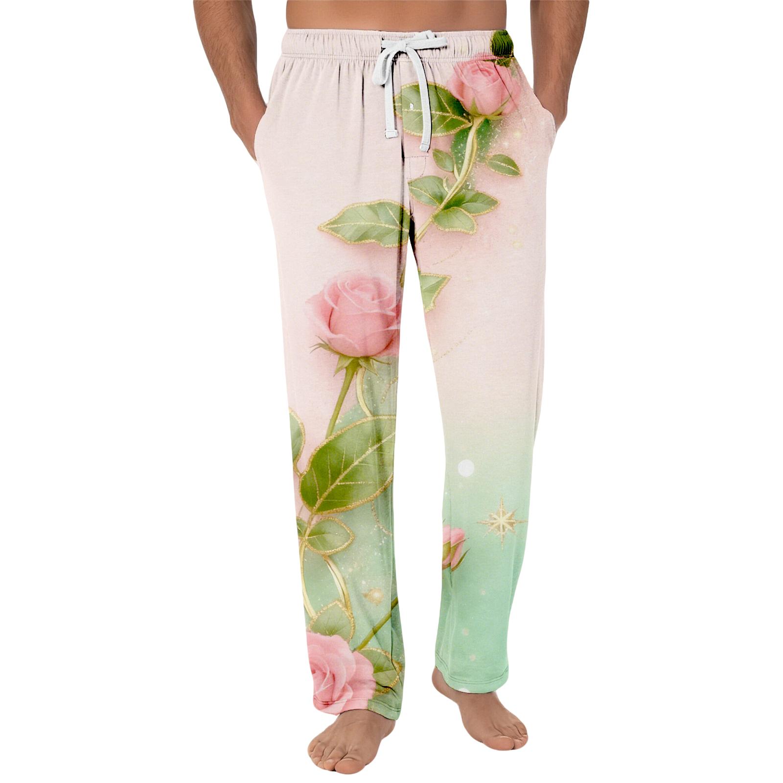 Полосатые пижамные брюки Домашняя одежда Повседневные Брюки на кулиске с эластичной талией Удобные Прямые Штаны для йоги Свободные L