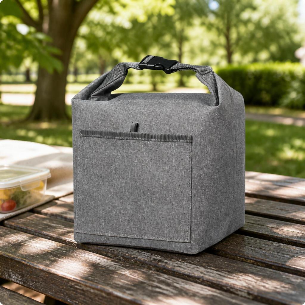 Square Insulated Lunch Bag Thermal with Front Pocket