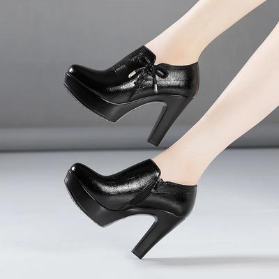 Taglia Piccola 32-43 Qualità Decente Scarpe in Morbida Pelle Scarpe con Plateau da Donna per Lavoro in Ufficio 2025 Scarpe con Tacco Alto a Blocco con Pelliccia