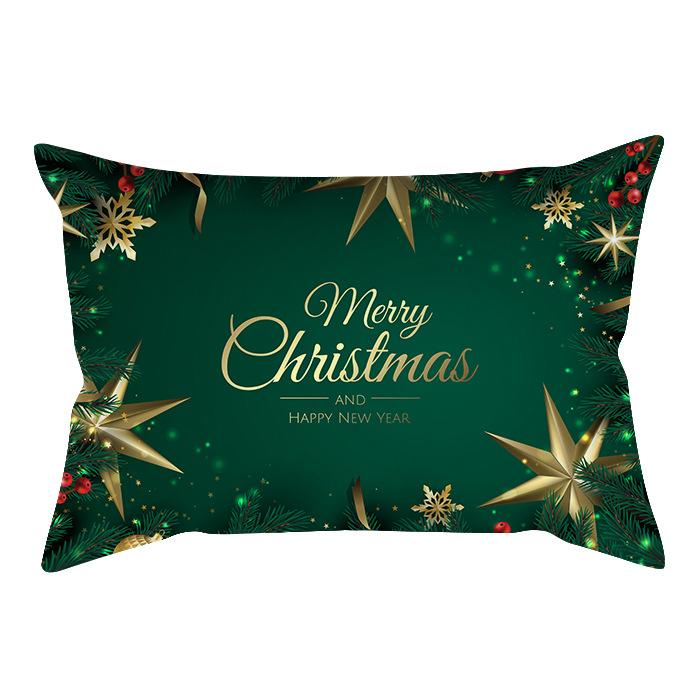 New Christmas Waist Pillow Case Long Pillow Pillow Golden Snowflake Home Cushion Cover