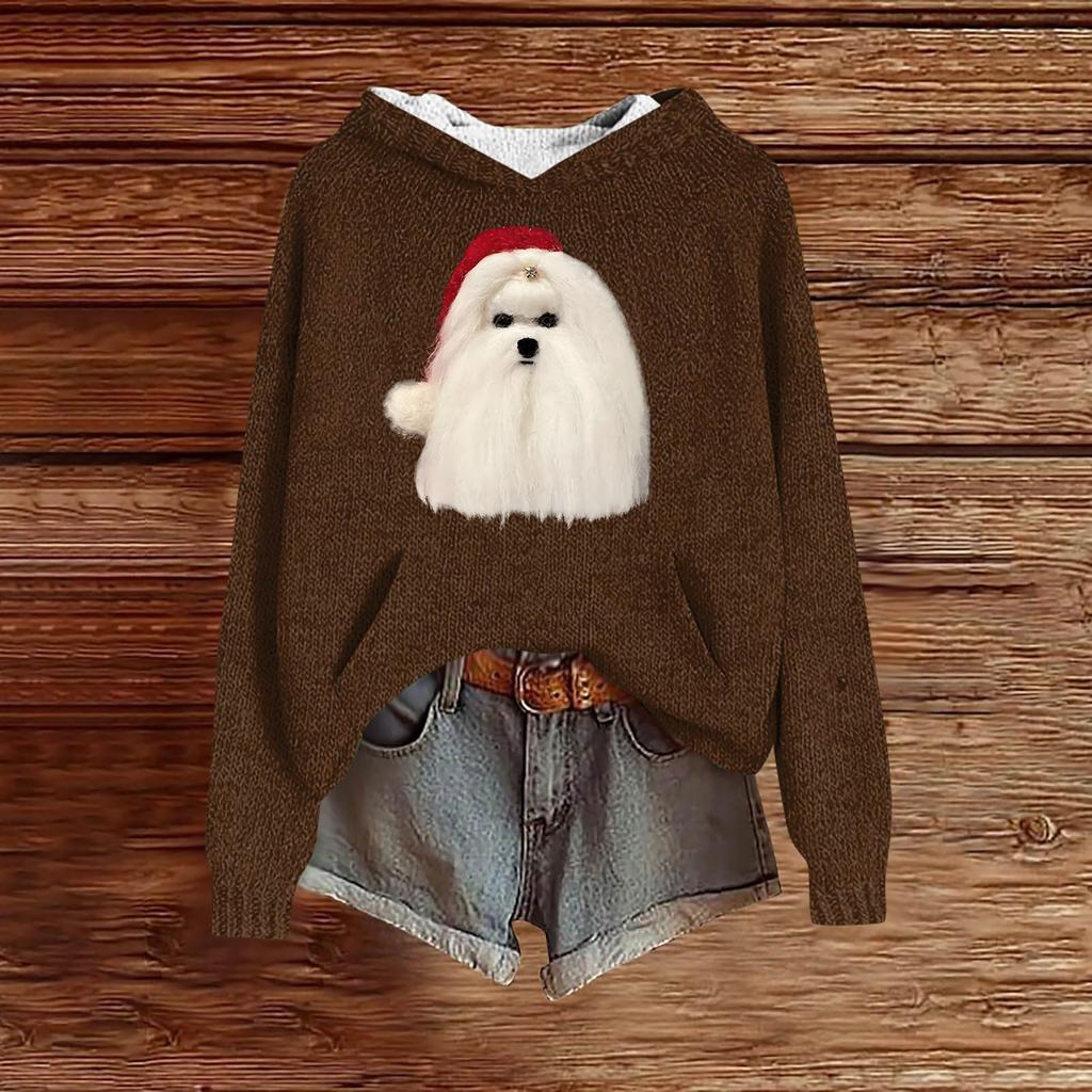 Sweatshirts For Women Knit Sweater Cute Shirt Fall Pullover Hooded Sweatshirt