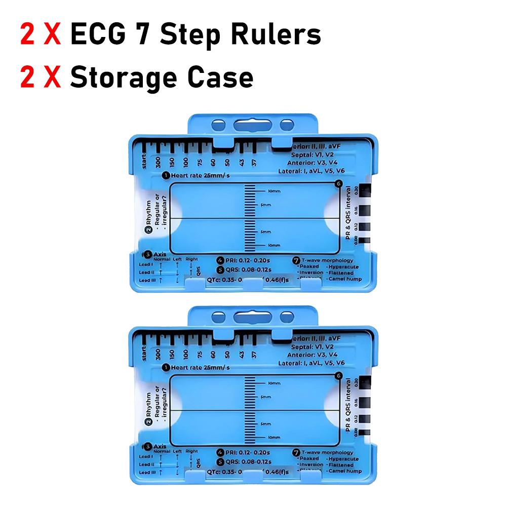 Ecg 7-step Ruler Ecg/ekg 7-step Ruler Card, Portable Pocket Ecg Ekg Caliper With Protective Sheath Evaluation Tool
