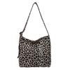 Fashion leopard print canvas bag women's 2025 new Korean version large-capacity messenger bag commuter shoulder armpit tote bag