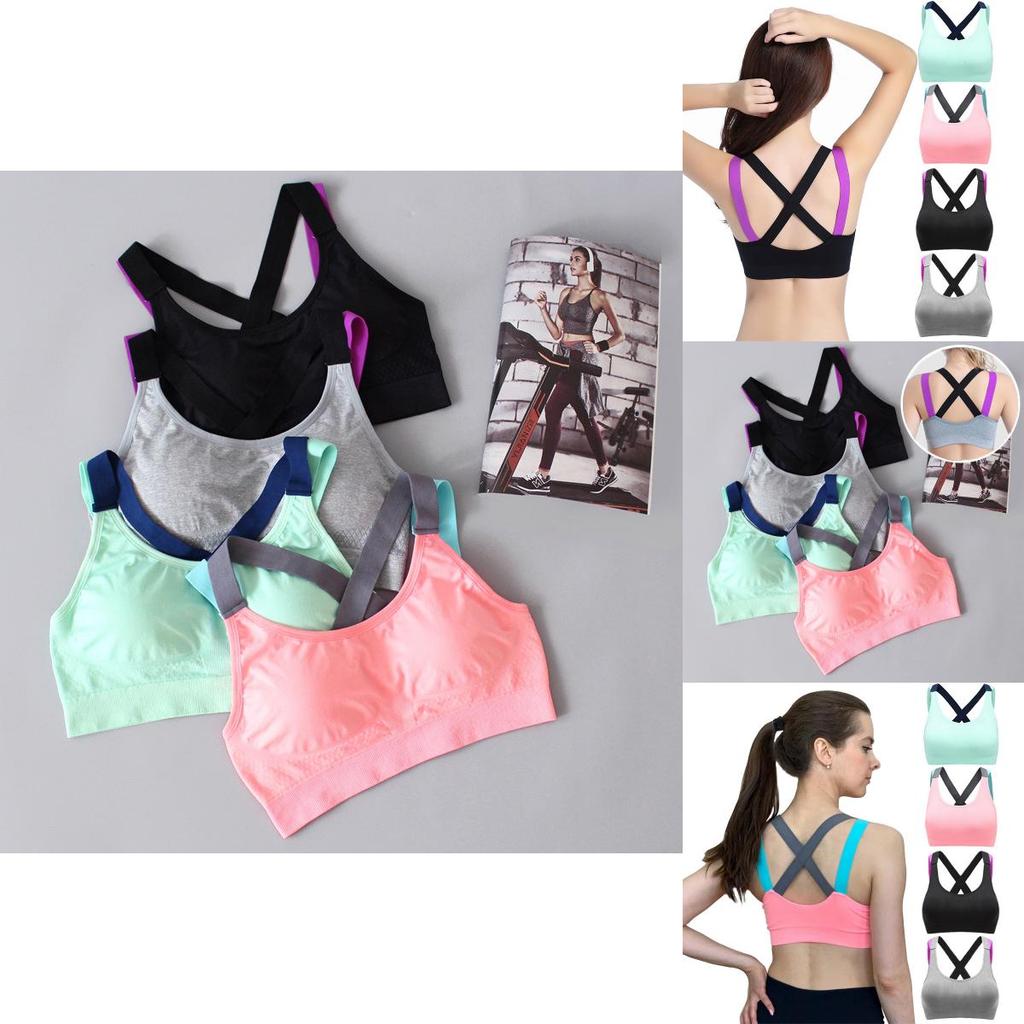Lovely Push Up Sports Bra With Cross Straps For Yoga And Fitness Activities