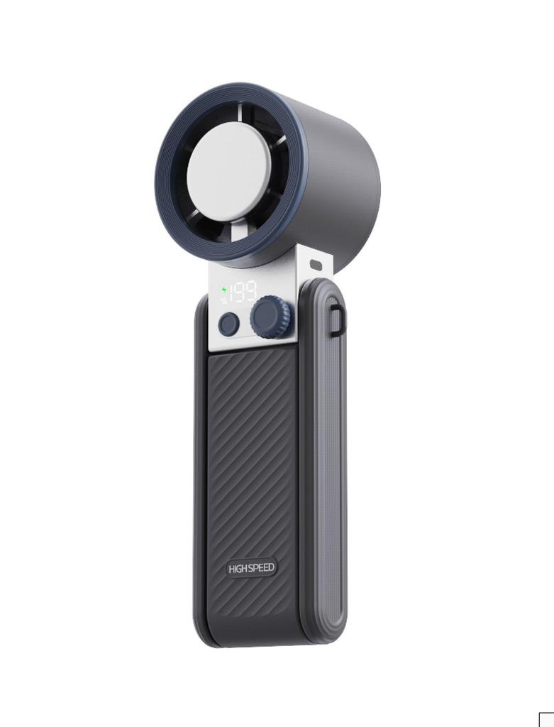 Portable Handheld Cooling Fan with Digital Display, Long Battery Life, USB Rechargeable, Foldable Design for Outdoor Use