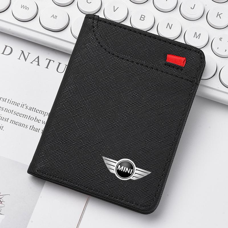 BJRT1 Vintage Car Metal Logo Leather Wallet Credit Card Holder For BMW Mini Cooper R50 R53 R55 R56 R60 R61 F54 F55 F56 F60 Accessories