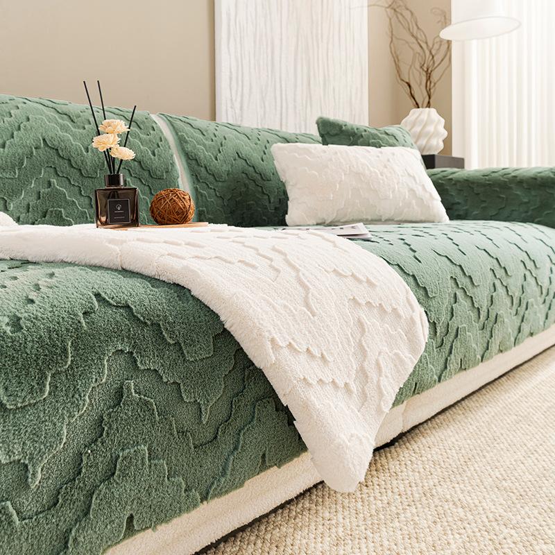 

Light Luxury Simple Sofa Cushion Cover Autumn And Winter Plush Non-Slip Cream Wind Solid Color Sofa Cushion Towel Cover Cloth Blanket 70*70cm