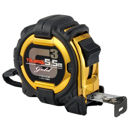 

Tajima G3 Gold Lock 19 Convex 5.5m x 19mm with 1-foot equivalent scale, G3GL19-55SBL