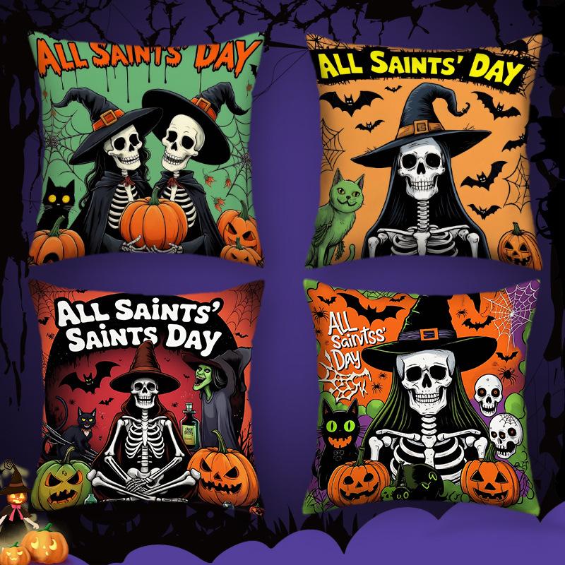 Nytt europeisk og amerikansk stil Halloweenfest Putetrekk Spøkelsesfestival Gresskar Atmosfære Dekorativ Atmosfære Putetrekk