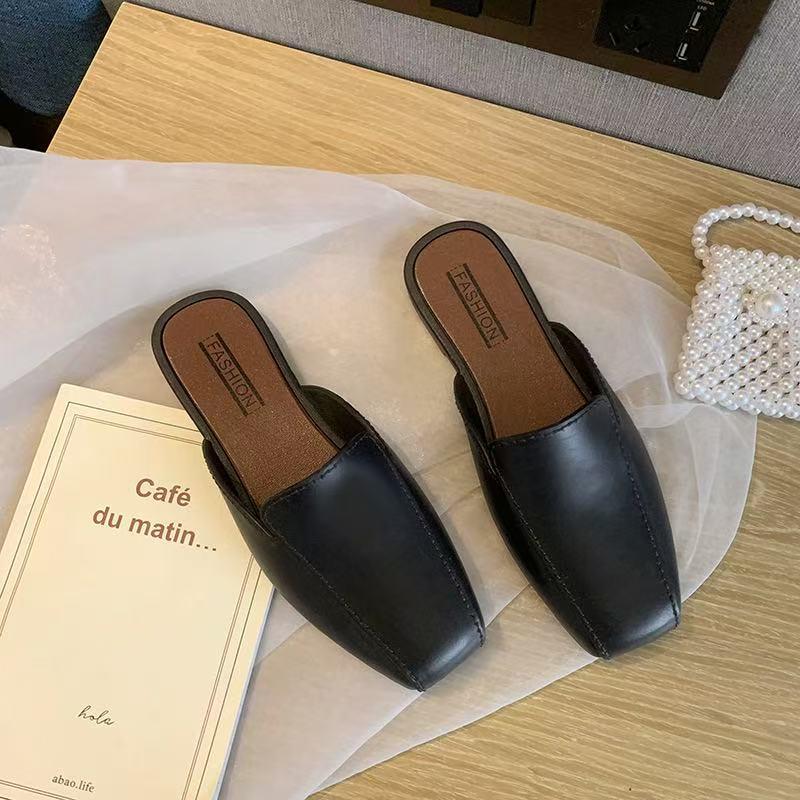 

Women s Low-Heel Closed-Toe Half Slippers - Fashionable Spring/Summer Casual Flats for Outdoors 38