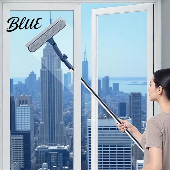 Exterior Window Cleaning Tool Glass Wiper with Flexible Corner Head 180-Degree Rotating Panel