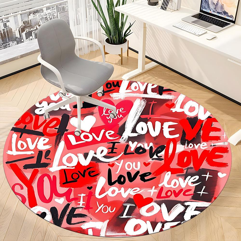 1PC Love, valentine's day Chair Carpet for Office, Indoor Non-Slip Washable Carpet, Soft Comfortable Mat For Office Room yy250930156