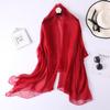 New Plain Long and Thin Chiffon Sunscreen Shawl Spring and Autumn Solid Color Candy Color Scarf Beach Towel