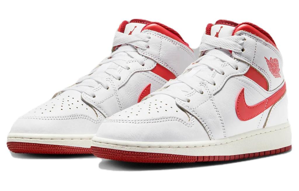 Jordan 1 Mid SE White Dune Red GS FJ3464-160