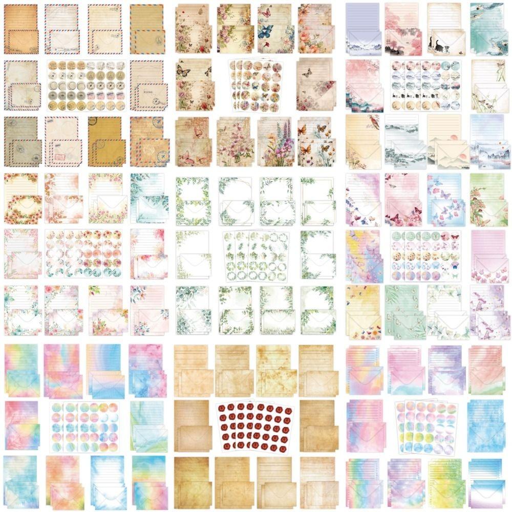 160pcs DIY Postcards Letter Paper and Envelope Set Greeting Cards  Holiday Decorations