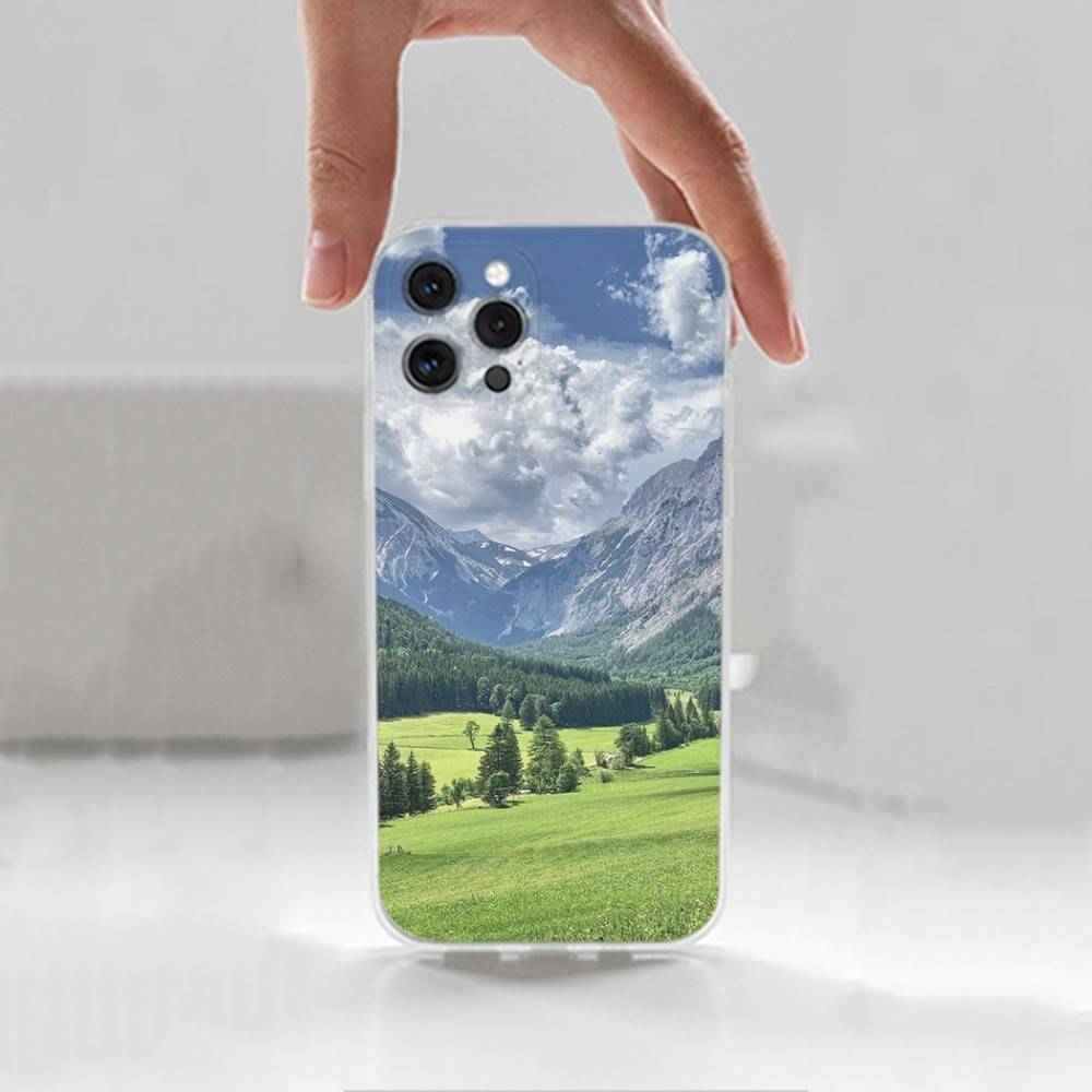 Travel Mountain  For iPhone 12,Mini,16,X,17,Plus,11,Max,13,XR,15,Pro,14,SE,XS,Transparent Soft Cover Case