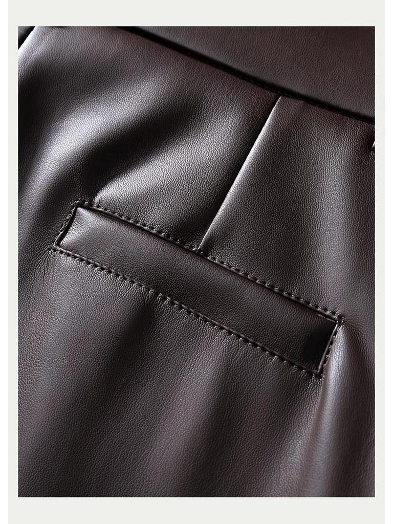 Women's High Waist Slimming PU Leather Flare Pants - Autumn/Winter 2024