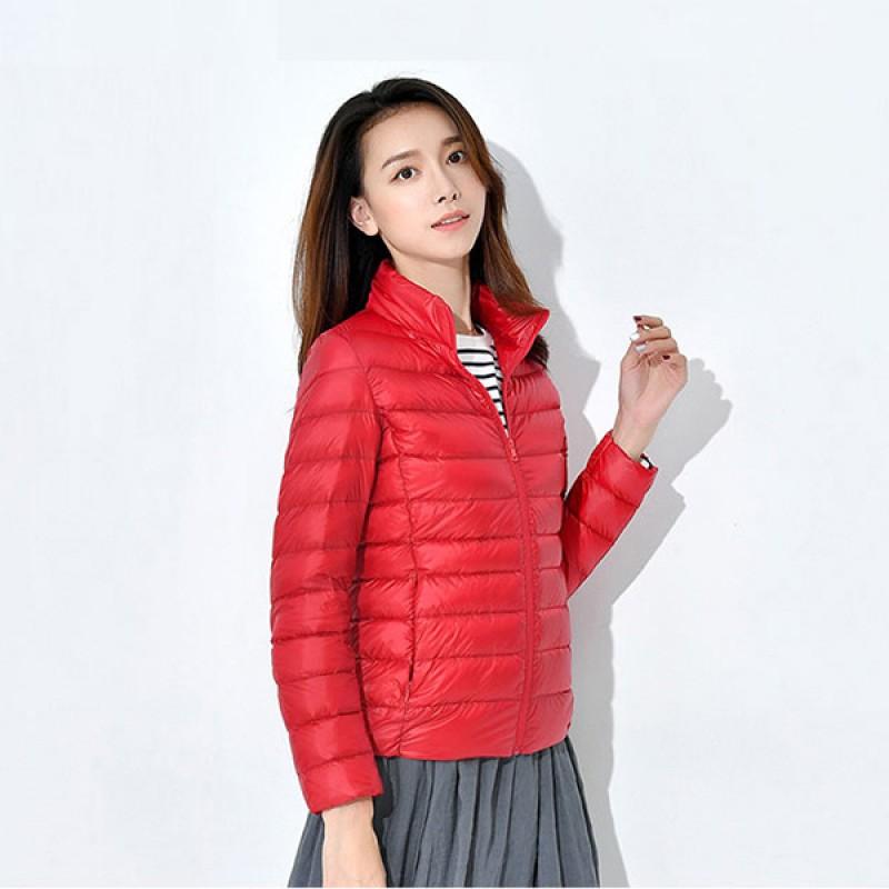 Womens Lightweight Short Down Jacket Plus Size Stand Collar White Duck Warm Coat