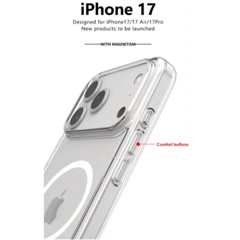 Shockproof For Magsafe Clear Magnetic Wireless Charge Case For iPhone 17 Air 17 Pro Max Hybird Hard Acrylic Back Cover Bumper