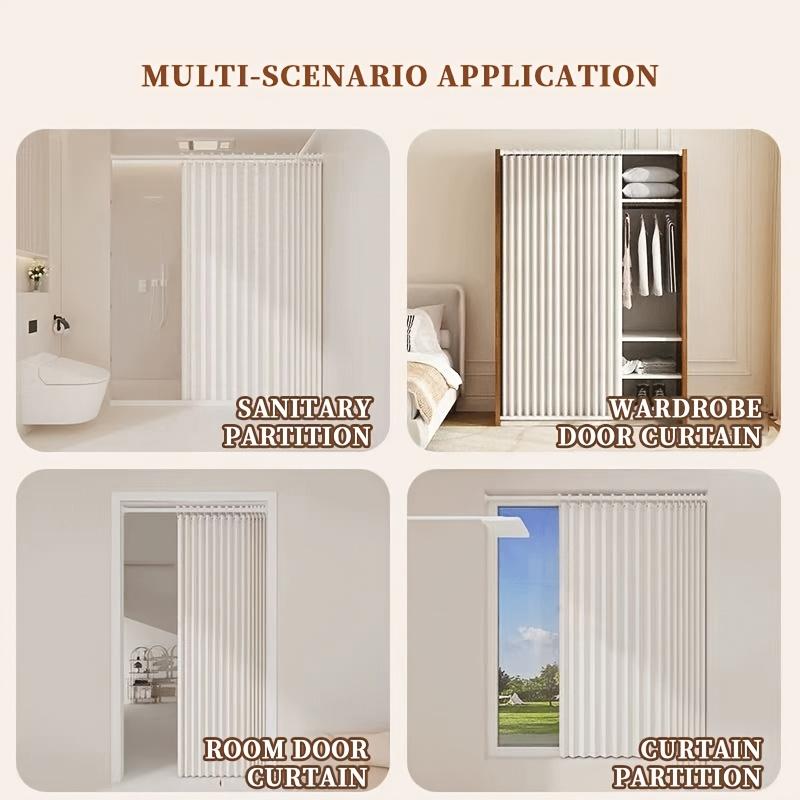 Elegant Bohemian Style Rodless Folding Door Curtain with Stripes  Magnetic Partition for Living Room, Bedroom, Kitchen  Versatile Home Decor