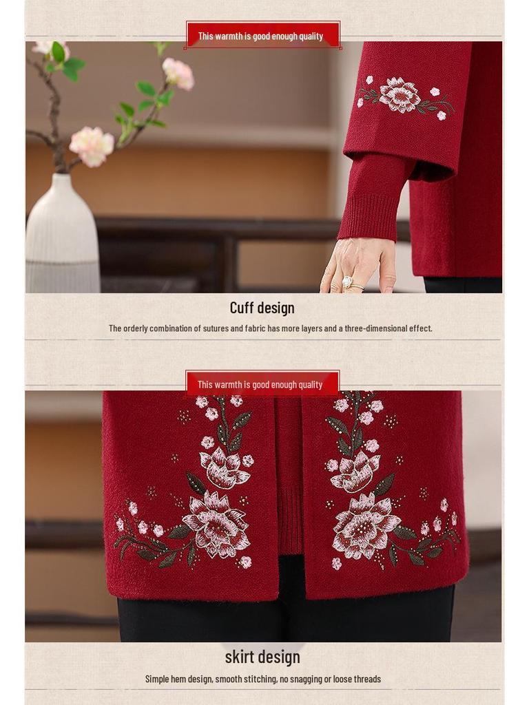 Mom's 2024 Autumn Long Sleeve Sweater & Cardigan Set for Middle-Aged Women