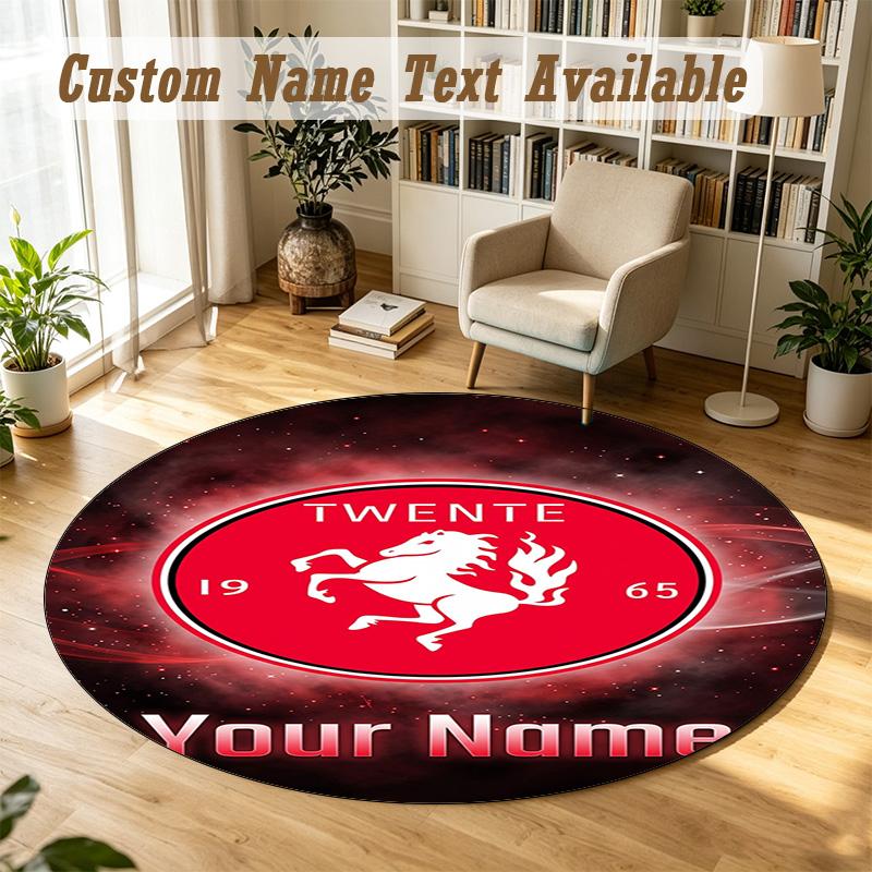 Rond Kleed Gepersonaliseerde NaamFC Twente Patroon Antislip Tapijt Huis Vloer Decoratie