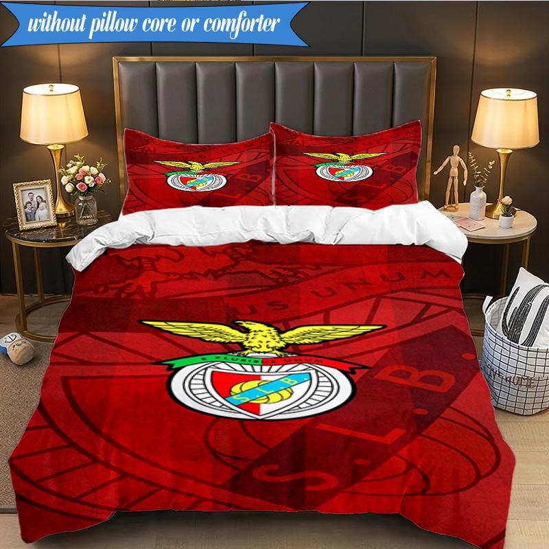 3PCS Benfica Football Club Printed Soft Bedding Set,Including 1pc Duvet Cover And 2pcs Pillowcases Perfect for Bedroom, Dormitory, Fan gift