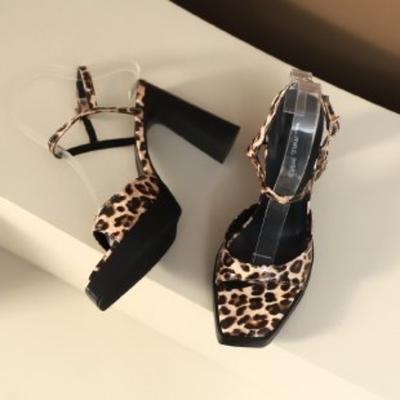 2025 Sommer Damen Plateau Leopardenmuster Klassische High Heels Sexy Nachtclub Party Zehenfrei Gladiator Damen Sandalen Übergröße