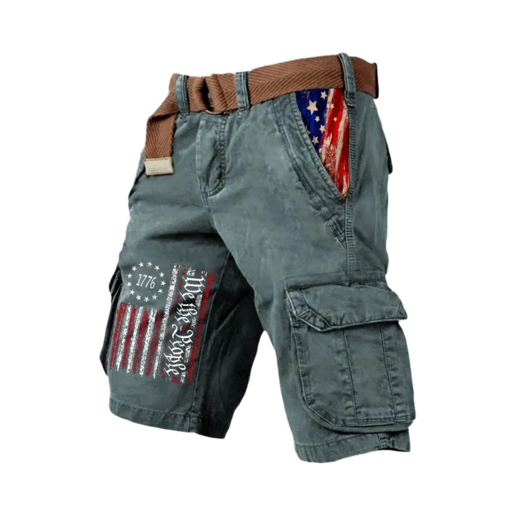 Men's Casual Sport Multi-pocket Work Pants Men's Fashionable Flag-letter Printed Pants
