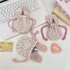 59302 Cute Rabbit Ears Floral Bouquet Mouth Drawstring Storage Bag Outdoor Portable Cosmetics Lipstick Hand Bag