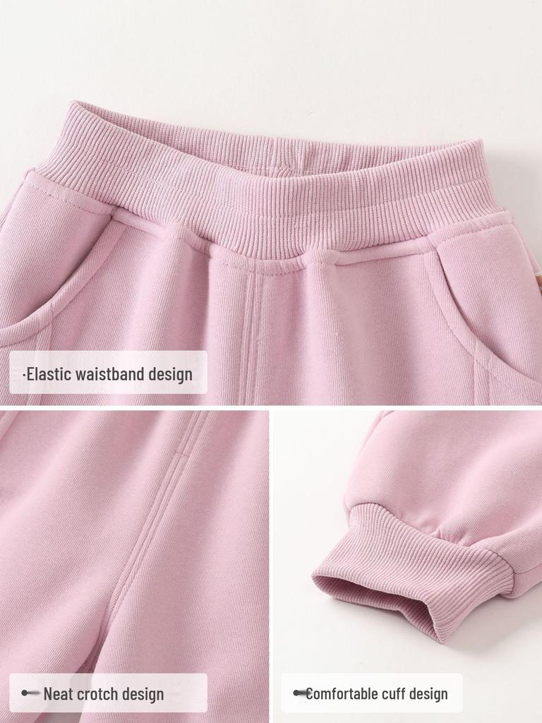 Kaka Panda Girls' Spring Style Sweatpants - Children's Trendy Casual Long Pants for Spring/Autumn