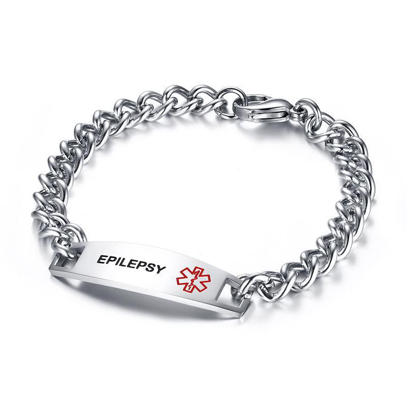 Surgical Stainless Steel Chain Medical Alert ID Bracelets Type 2 Diabetes Medical Bracelet for Women and Men