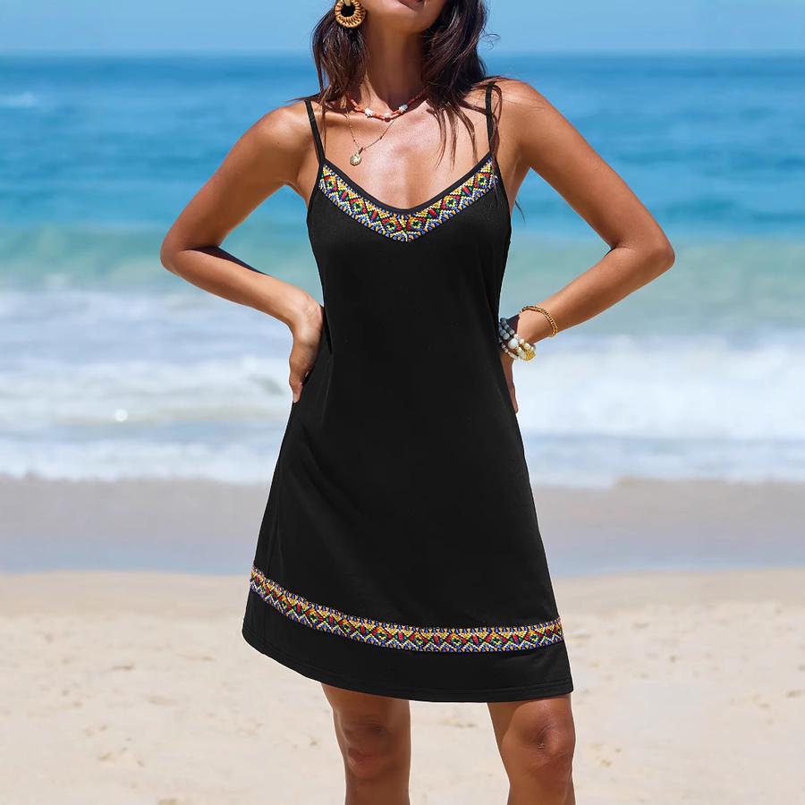 Lace Summer Floral Printed Strappy Dress - Sexy Beachwear for Women