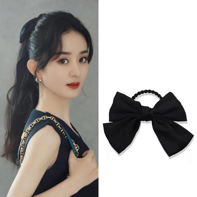 Fashion Korean BowKnot Hair Ties Scrunchies Women Girls Elastic Hair Bands Band Long Ribbon Bow Ponytail Accessories